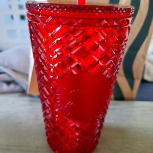 2021 Starbucks Limited Edition Jewel Tone Diamond Texture Red Venti Tumbler New